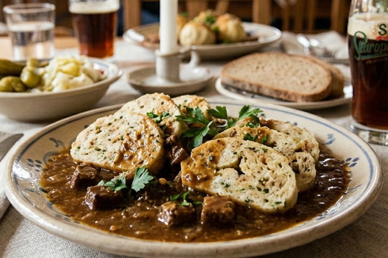 knédli a tányérban